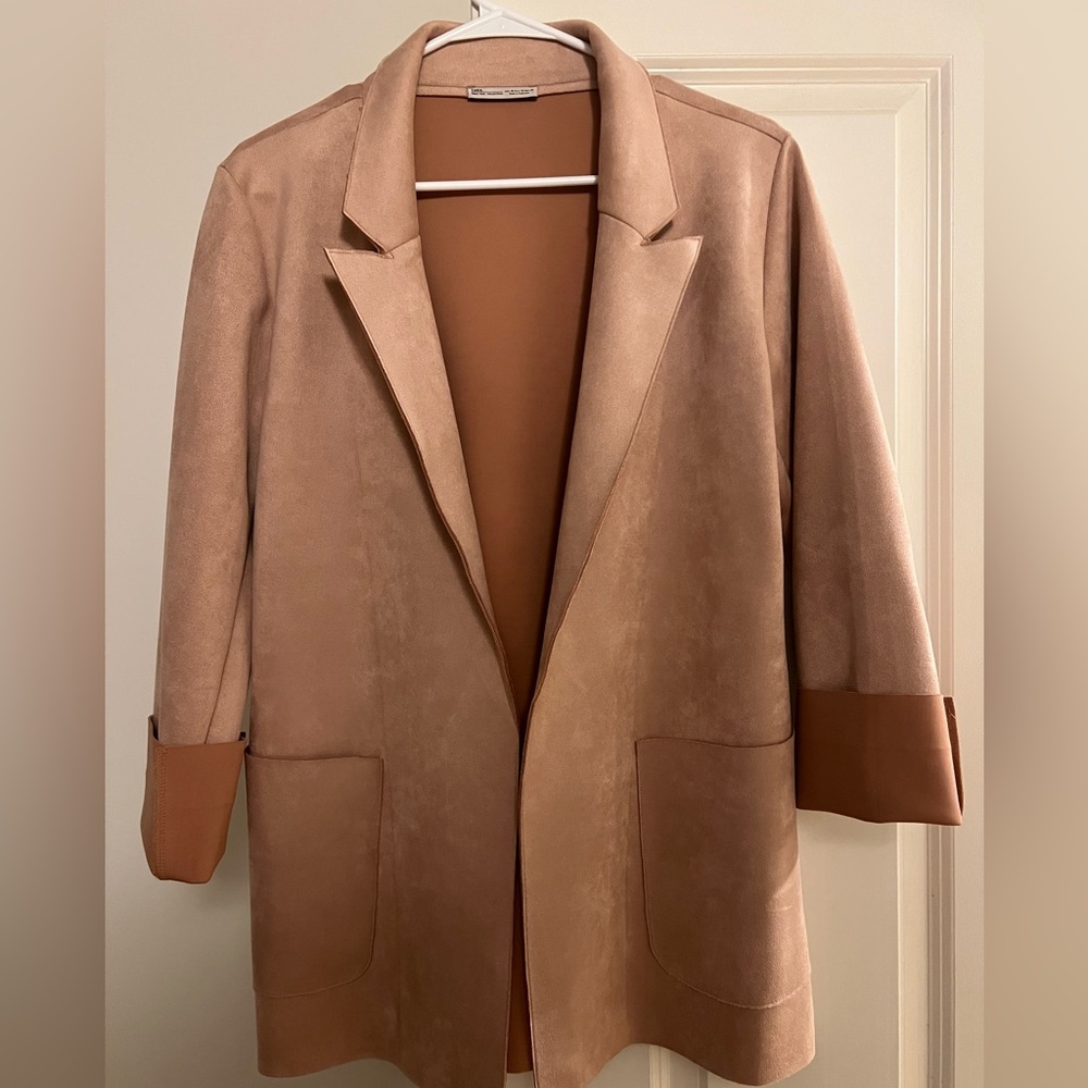 Faux suede (suede-look) pink jacket